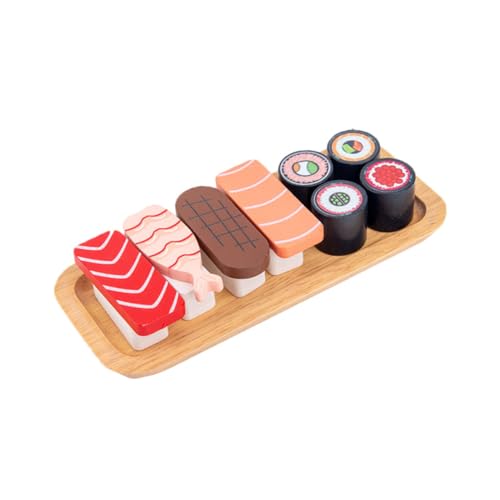 Vaguelly Pädagogisches Sushi-spielset Aus Holz Simulations-lebensmittelspielzeug Für Jungen Und Mädchen Entwicklung Der Feinmotorik Sichere Farbe Ohne Wasserbasis von Vaguelly