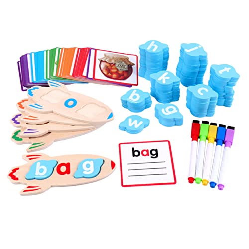 Vaguelly 1 Satz Lernen Von Alphabetwörtern Wörter Flash-Karten Sehen Für Im Alter Von 3–5 Jahren Lernspiele Sichtwortspiele Für Den Kindergarten Alphabet-Flash-Karten Holz von Vaguelly
