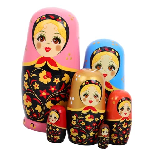 Vaguelly 1 Satz Matroschka- Matryoshka -Puppe Nistpuppen Puppen Stapeln Nistspielzeug Russische Puppe Matroschka-Puppen Hölzern von Vaguelly