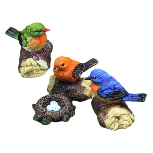 Vaguelly 1 Satz Mikrolandschaftsvogel fliegen Robin Solar-Froschlicht Eule Figur Garten Dekoration mit Vogel Vogeldekoration lebensechtes Vogelmodell Vögel basteln Requisiten Harz von Vaguelly