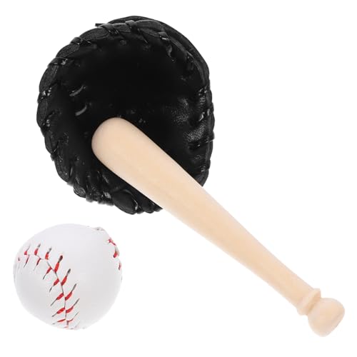 Vaguelly 1 Satz Mini -Baseball -Set Handschuhe Schläger Miniatur Bausatz Bälle Baseball Puppe Baseballhandschuh Sport Outdoor Spielzeuge Black Leder von Vaguelly