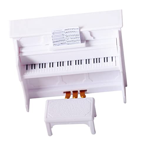 Vaguelly 1 Satz Mini-Klavier Kind Winziges Klavier Gefälscht Klein Vorgeben, Klavier Zu Puppenhaus Klavier Miniatur Klavier Klavierhocker Weiß Plastik von Vaguelly