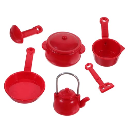 Vaguelly 1 Satz Mini-Küchenspielzeug Puppenstubenmöbel Spielküchenzubehör Mini -Küchenutensilien Mini- -Küchenzubehör Miniatur-Küchengeschirr Mini- Mini-Dinge Plastik rot von Vaguelly