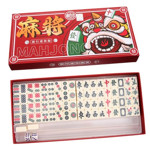 Vaguelly 1 Satz Mini Mahjong Set Tragbares Mahjong Kit für Reisen für Spieleabende und Familienfeiern Kompakt und Leicht für Einfachen Transport von Vaguelly