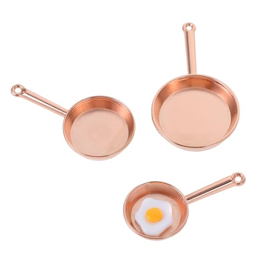 Vaguelly 1 Satz Mini -Pan - küchendekoration Kitchen Accessories küche armaturen Dollhouse Accessories Toy kleines Omelett Braten Mini-Töpfe und Pfannen Miniatur-Szenenmodell Eisen von Vaguelly