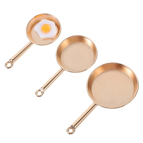 Vaguelly 1 Satz Mini -Pan - spaß bastelzeug The Craft kalanchoe Dollhouse Accessories Spielzeugküche Braten Bratpfanne winzig Mini House Kitchenware Miniaturtöpfe Eisen Golden von Vaguelly