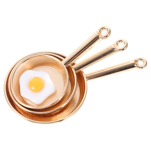 Vaguelly 1 Satz Mini -Pan - spaß bastelzeug handystativ The Craft handsfull Spielzeugküche Braten Zubehör winzig dekorative Simulationspfannen Ornamente Miniaturtöpfe Eisen Golden von Vaguelly