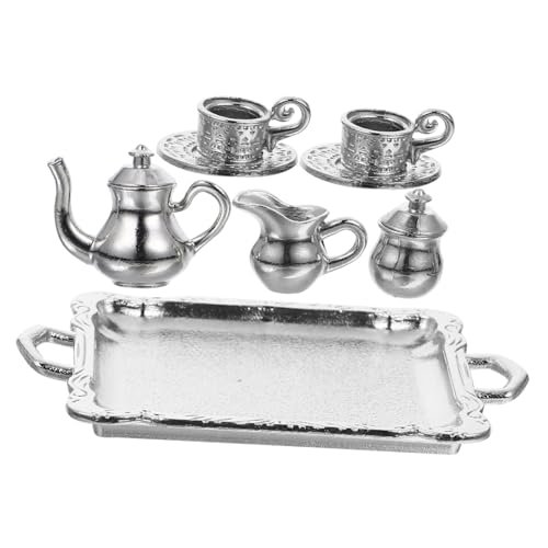 Vaguelly 1 Satz Mini-küchenzubehör Rollenspielzubehör Miniatur-Dinge Mini-teetassen Mini-hausdekoration Mini-tassen Küche Rollenspiel Legierung Silver von Vaguelly