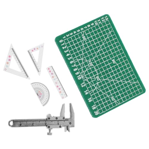 Vaguelly 1 Satz Mini-messschieber Puppenhaus Zubehör Deko Schulmaterial Für Puppen Mini-hausbedarf Zubehör Für Mini-rucksäcke Mini-lineal Winzige Matte Kleine Lernhilfe Plastik von Vaguelly