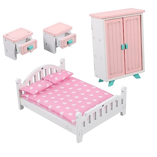 Vaguelly 1satz Miniatur Schlafzimmer Möbel Set Für Puppenhaus Teiliges Zubehör Mit Bett Fensterbank Und Kleiderschrank Fördert Kreatives Spielen Und Rollenspiele von Vaguelly