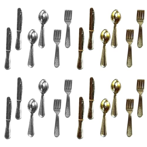 Vaguelly 1 Satz Miniatur Besteck Set für Puppenhaus mit Gabeln Messer Löffel Gold und Silber Kompakte und Süße Tischaccessoires für Rollenspiele und DIY Dekoration Vaguelly 1 Satz Miniatur Besteck Set für Puppenhaus mit Gabeln Messer Löffel Gold und Silber Kompakte und Süße Tischaccessoires für Rollenspiele und DIY Dekoration von Vaguelly