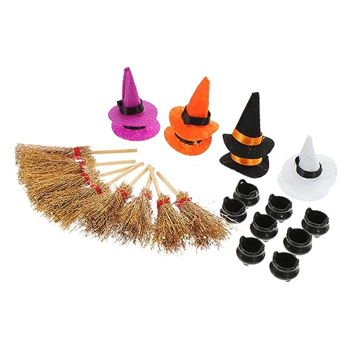 Vaguelly 1 Satz Miniatur Hexenhüte Set für Puppenhäuser Teiliges Bastelset mit Besen und Kessel für Halloween Dekoration für Kreative DIY Projekte und Miniatur Landschaften Vaguelly 1 Satz Miniatur Hexenhüte Set für Puppenhäuser Teiliges Bastelset mit Besen und Kessel für Halloween Dekoration für Kreative DIY Projekte und Miniatur Landschaften von Vaguelly