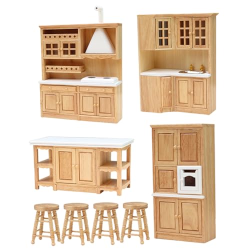 Vaguelly 1 Satz Miniatures puppenhausmöbel Set puppenhauszubehör Miniaturküchenmöbel DIY Miniaturhaus Mini Möbel Puppenhaus-Küchenmöbel Mini-Hausküchenversorgung hölzern von Vaguelly