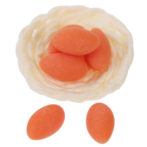 Vaguelly 1 Satz Miniaturkorb mit Eiern DIY Puppenhaus Zubehör für Kreative Dekoration für Mini Garten und Haus Szenen Realistische Mini Eier für Fantasievolle Gestaltung von Vaguelly