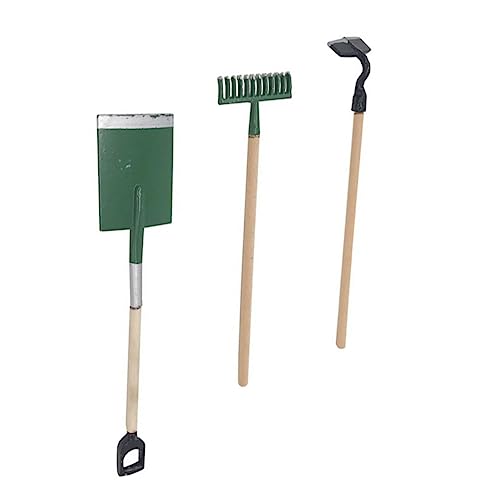 Vaguelly 1 Satz Puppenhaus-Gartenarbeit Miniaturen Coole Gartengeräte Mini-Schaufel gartenwerkzeug gartengeräte Miniaturgartenwerkzeuge Mini-Farming-Tool Holz Green von Vaguelly