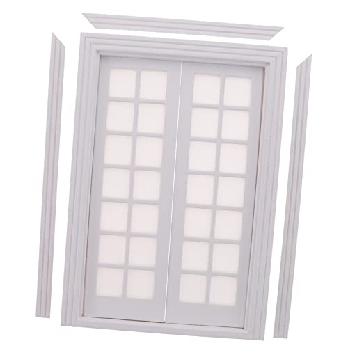 Vaguelly 1 Satz Puppenstubentüren Und -Fenster Mini-hausbedarf Kinderspielzeug Gefälschtes Türmodell Mini-hausdekoration Mini-hausschmuck Künstliches Türmodell Dekorative Minitür Holz Weiß von Vaguelly