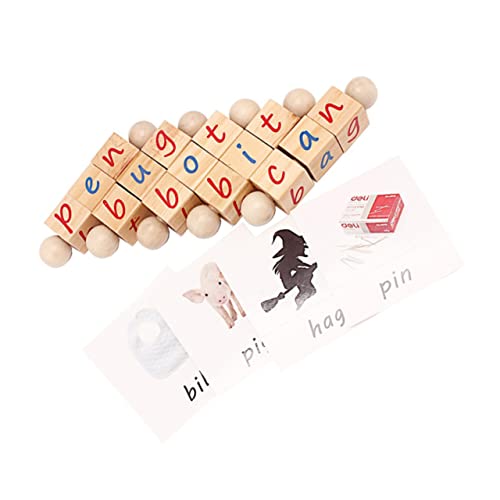 Vaguelly 1 Satz Rechtschreibspielzeug Buchstaben Baustein -Puzzle- Englische Wörter Bildung Buchstabenblock Buchstabenblöcke Babyblöcke Buchstabenspielzeug Hölzern von Vaguelly