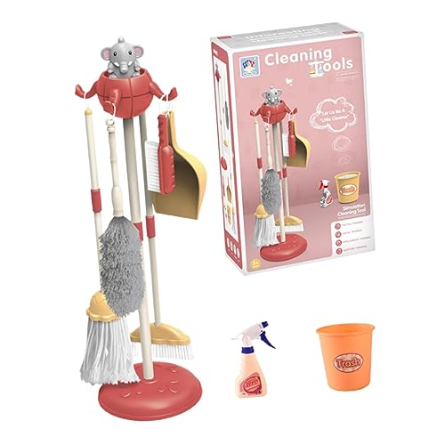 Vaguelly 1 Satz Reinigen Rollenspielspielzeug Kinderreinigungsspielzeug Fegendes Rollenspiel-reinigungsspielzeug Kehrschaufel Und Besenspielzeug Plastik Rosa von Vaguelly