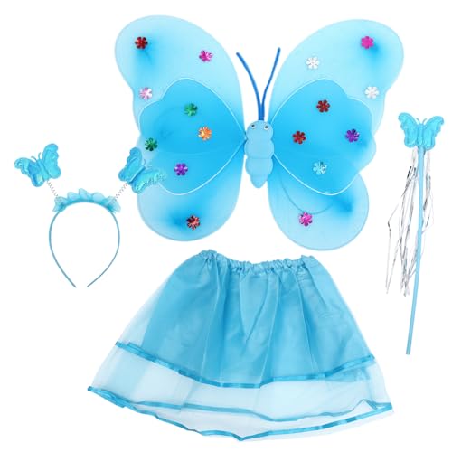 Vaguelly Schmetterlingsfee Kostüm Schmetterlingsrock Mädchen Schmetterlingsstirnband Fee Stirnband Schmetterling Cosplay Flügel von Vaguelly