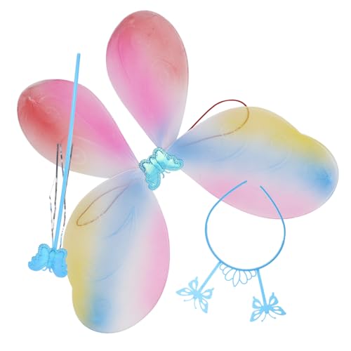Vaguelly 1 Satz Schmetterlingsflügel Kostüm Set für Zauberstab Haarreif Verstellbaren Flügeln für Feen und Engel Verkleidung Party und Cosplay Zubehör für Mädchen Jahre von Vaguelly