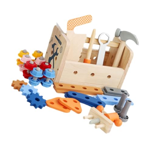 Vaguelly 1 Satz Simulations-Toolbox Bausatz Aus Holz Bauwerkzeugspielzeug Rollenspielwerkzeug -Spielzeug Werkzeugkasten Für Kinder Stielspielzeug Tragbar Pp Kleinkind von Vaguelly