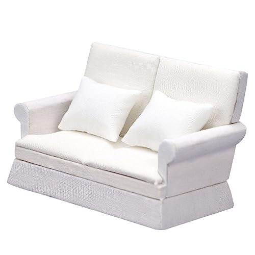 Vaguelly 1 Satz Simulationssofa kinderzimmermöbel für The Craft Living Room playmobilhaus Puppenmöbel Heimwerken Mini-Sofa Miniaturmöbel und Accessoires Stoff Weiß von Vaguelly
