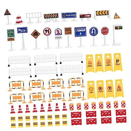 Vaguelly 1 Satz Simulierte Verkehrsbarrikaden Miniatur Straßenschild Für Feuerwehrauto Straßensperre Mini-verkehrszeichen- Programmierbar Stielspielzeug Für Plastik von Vaguelly