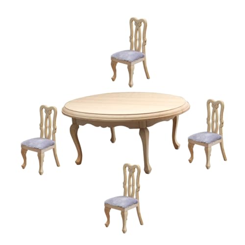 Vaguelly 1 Satz Simulierter Esstisch für spielzeuge für die bescherung puppenhauszubehör esstühle Mikromöbel Mikro-Landschaftsmöbel kleines Möbelmodell hölzern Beige Vaguelly 1 Satz Simulierter Esstisch für spielzeuge für die bescherung puppenhauszubehör esstühle Mikromöbel Mikro-Landschaftsmöbel kleines Möbelmodell hölzern Beige von Vaguelly