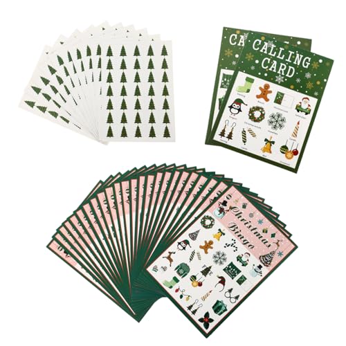 Vaguelly 1 Satz Spiel Bingo-Karten Weihnachts-Bingo-Spiele Weihnachtsbingo für Weihnachts Party Christmas Games Bingokarten in quadratischer Größe kreatives Zubehör für Bingospiele von Vaguelly