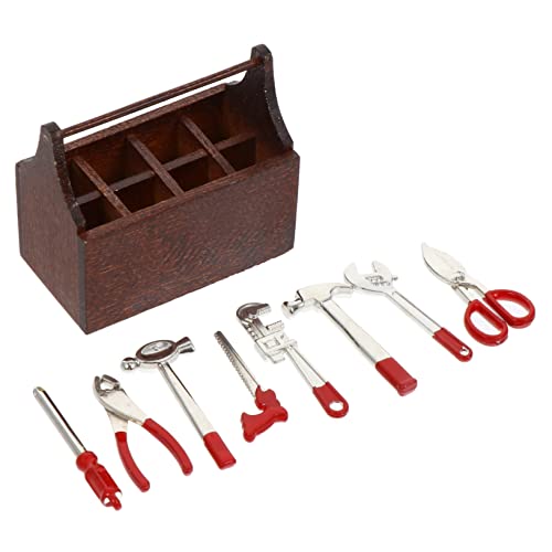 Vaguelly 1 Satz Spielhaus Werkzeugzubehör Miniatur-Outdoor-Tools Mini Reparierte Werkzeuge Mikro Repariertes Werkzeug BAU Mini-zubehör Mini-werkzeugschrank Hölzern Brown von Vaguelly
