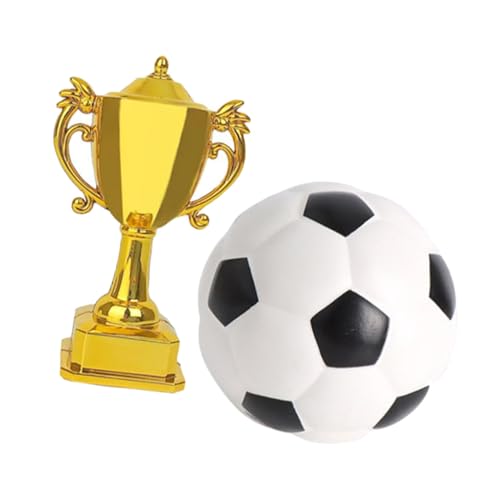 Vaguelly 1 Satz Trophäen-Fußballmodell Netz goldene Pokale gefälscht Auto Trophäenfußball fußball Plastik fußball Puppenhaus Mini-Fußbälle Mini -Hausdekorationen Wiederverwendbar von Vaguelly