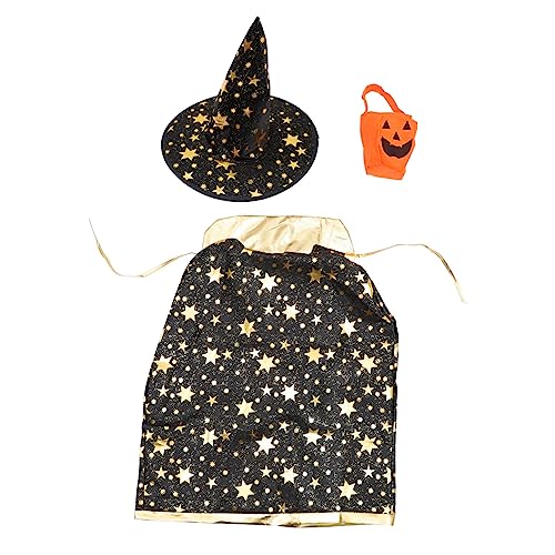 Vaguelly 1 Satz Umhang für Halloween Sensenmann deko für grabgesteck allerheiligen Hallowen Masks Verkleidung Zaubererumhang mit Hut Cosplay-Kostüme für Satin Black von Vaguelly