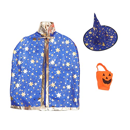 Vaguelly 1 Satz Umhang für Mantel Hexenumhang mit Hut Cosplay-Kostüme für Halloween umhang Halloween deko Zaubererumhang mit Mützen Halloween-Kostüme für Satin Blue von Vaguelly