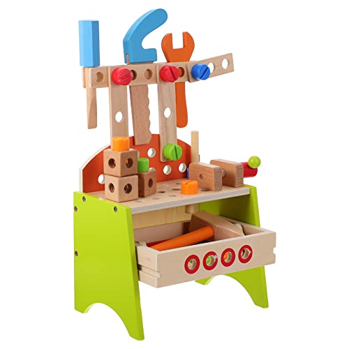 Vaguelly Interessantes Kinderspielzeug 1 Satz Werkzeugtisch Aus Holz Für Jungen Und Mädchen Stabiles Montagewerkzeug-Spielzeug Für Jungen Und Mädchen Helles Design von Vaguelly