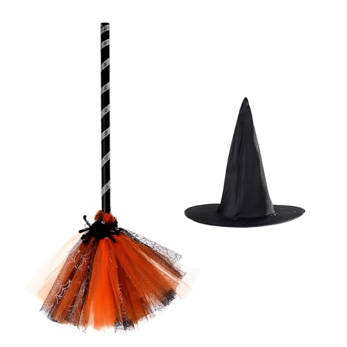 Vaguelly 1 Satz Zauberhut Besen Mantel Tür Hexen Besenstiel Erwachsener Hexenbesen Halloweenkostüm Hexenhut Und Besen Masken Party Cosplay Ecke Spinnennetz-Ornament Orange Stoff Vaguelly 1 Satz Zauberhut Besen Mantel Tür Hexen Besenstiel Erwachsener Hexenbesen Halloweenkostüm Hexenhut Und Besen Masken Party Cosplay Ecke Spinnennetz-Ornament Orange Stoff von Vaguelly