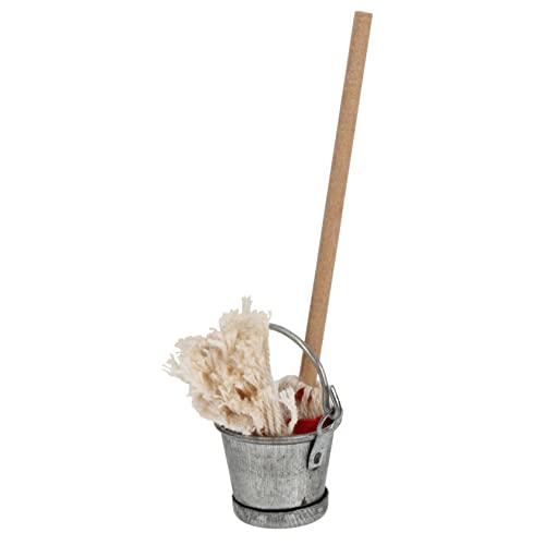 Vaguelly 1 Satz Zubehör für Puppenhäuser Mopps Bausätze Dollhouse Accessoires Mini klein Eimer wohnaccessoires Miniatures Fotografie zubehör wischmop Mini-Verzierung Mini-Haushandwerk Holz von Vaguelly
