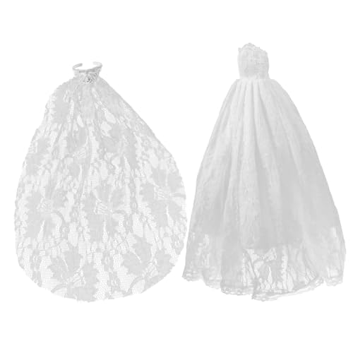 Vaguelly Miniatur-puppenbrautkleid und Schleier Puppenzubehör Zum Verkleiden und Fantasievollen Spielen von Vaguelly