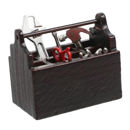 Vaguelly 1 Satz kleine Werkzeugkiste Mini-Toolkit Mini- -Bausatz Miniaturhaus Kit Miniatur-Bauwerkzeuge Mini -Werkzeug Miniatur reparierter Bausatz Holz von Vaguelly