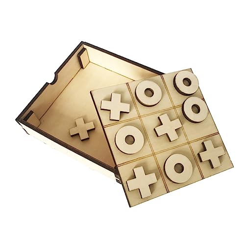 Vaguelly 1 Satz xo Schach Puzzle rätselbuch Family Game Therapiespielzeug brettspiele für Klassische Brettspiele xo-Spiel Xo-Brettspiele -Toe-Brettspiel Lindensperrholz von Vaguelly