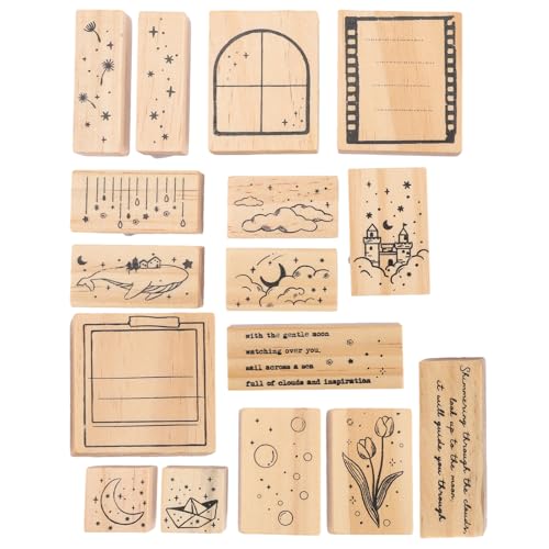 Vaguelly Bastelstempel Handgefertigte Holzstempel Vintage-Blumenmuster Scrapbooking-Werkzeuge Stempel Wiederverwendbar Robust von Vaguelly