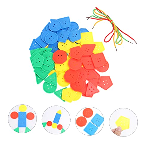 Vaguelly 70pcs Geometrische Taste Blöcke Schnürung Spielzeug Für Kleinkinder Frühen Pädagogisches Spielzeug Schneeflocke Form von Vaguelly