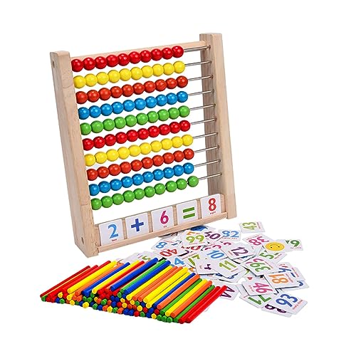 Vaguelly Mathe-lernspielzeug-Set für Jungen und Mädchen Holz-abakus-Rahmen Bunte Zahlenstäbe für Die Früherziehung von Vaguelly