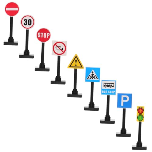 Vaguelly Spielset Mit 9 Arten Von Verkehrszeichen Bausteine ​​aus Kunststoff Spielzeug Für Kinder Inklusive Elektrischer Ampeln Straßenbau Für Kinder Im Vorschulalter von Vaguelly