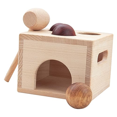 Vaguelly 1 Set-Box Ballbox-Spielzeug Kinderspielzeug Spielzeug für Kleinkinder Stapelspiele für Babys hölzern Schlagspielzeug aus Holz -Hammer-Spielzeug Schlag den Ball Holzhammer von Vaguelly