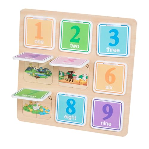 Vaguelly Babyspielzeug 1 Satz Zahlen Puzzle Spielzeug Mit Buchstabenblöcken Tierzahlen-puzzlebrett Denksportaufgaben-Puzzle Lernrätselbrett Spielzeuge Holz Kind Digitales Brett Hölzern von Vaguelly