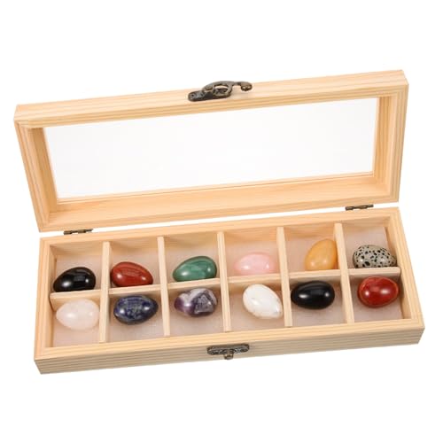Vaguelly 1 Set Eiförmiger Kristallstein, Glatt Poliert, Kristall, Zum Basteln, Osterornamentstein Mit Holzbox von Vaguelly