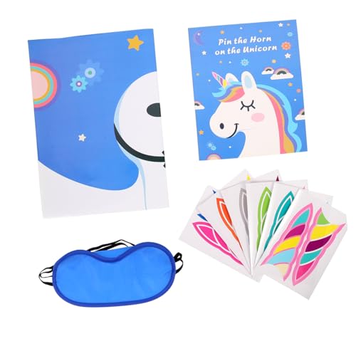 Vaguelly 1 Set Einhorn Aufkleber Cartoon Aufkleber Nagelaufkleber Aufkleber Für Einhorn Partyspiel Lustiges Einhorn Partyspiel Einhorn Partyspiel Set Blaues Papier von Vaguelly
