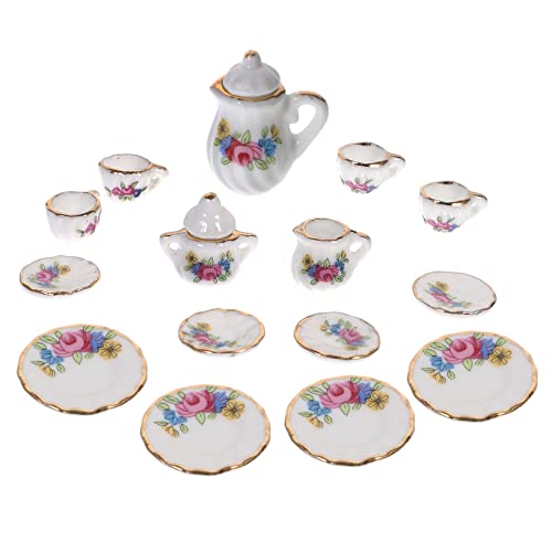 Vaguelly 1 Set Geschirrset Teeservice Modell Lustiges Pädagogisches Rollenspiel Für Mini Puppen Teller Küchenbesteck Servierutensilien Teekannen Wohnaccessoires Mini Keramik von Vaguelly