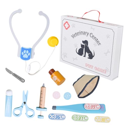 Vaguelly 1 Set Holzsimulation Arzt Medizinisches Spielzeugset Arzt Spielset Simulation Tierarztwerkzeuge Haustier Tierarztspielzeug Cosplay Kinderarztset Rollenspiel von Vaguelly