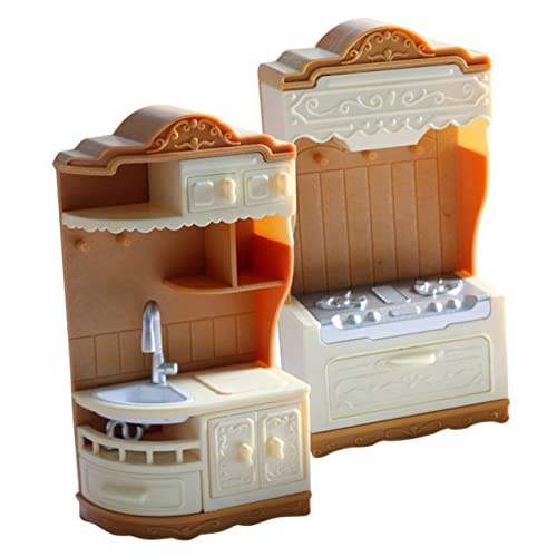 Vaguelly 1 Set Kabinettofenmodell spielzeugküche Toy Kitchen Dollhouse Furniture puppenstubenmöbel Küchengeräte Minischrank Mini-Gasherd Kochbank-Modell Mini-Hausgasherd Plastik von Vaguelly